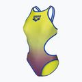 Moteriškas vientisas maudymosi kostiumėlis arena One Shaded Print Tech One Back artic lime violetta multi/neon blue 3