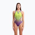 Moteriškas vientisas maudymosi kostiumėlis arena One Shaded Print Tech One Back artic lime violetta multi/neon blue 5