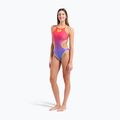 Moteriškas vientisas maudymosi kostiumėlis arena One Shaded Print Tech One Back bright coral royal multi/soft green 6