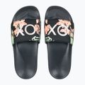 Moteriškos ROXY Slippy II šlepetės black/green print 2