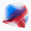 Vaikiška plaukimo kepuraitė TYR Tiedye Silicone Multicolor Jr red/white/blue