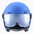 Vaikiškas slidinėjimo šalmas UVEX Rocket Visor Jr blue matt/mirror blue/smoke