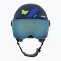 Vaikiškas slidinėjimo šalmas UVEX Rocket Visor Jr blue puzzle matt/mirror blue/smoke 2