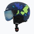 Vaikiškas slidinėjimo šalmas UVEX Rocket Visor Jr blue puzzle matt/mirror blue/smoke 3