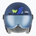 Vaikiškas slidinėjimo šalmas UVEX Rocket Visor Jr blue puzzle matt/mirror blue/smoke 2