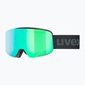 Vaikiški slidinėjimo akiniai UVEX Pwdr FM black matt/mirror green yellow clear