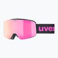 Vaikiški slidinėjimo akiniai UVEX Pwdr FM black matt/mirror pink green clear