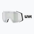Slidinėjimo akiniai UVEX Gravity FM white matt/mirror silver/green/clear