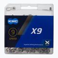 KMC X9 dviračio grandinė 122 grandys 9rz sidabro ir pilkos spalvos BX09NG122