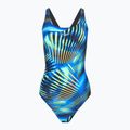 Moteriškas vientisas plaukimo kostiumas Speedo Printed Medalist black/blue