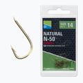 Preston Innovations Natural N-50 15 vienetų auksinių žvejybos kabliukų P0150057