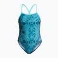 Moteriškas vientisas maudymosi kostiumėlis ZONE3 Strap Back teal tie dye