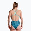 Moteriškas vientisas maudymosi kostiumėlis ZONE3 Strap Back teal tie dye 5
