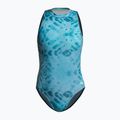 Moteriškas vientisas maudymosi kostiumėlis ZONE3 High Neck Costume teal tie dye
