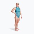 Moteriškas vientisas maudymosi kostiumėlis ZONE3 High Neck Costume teal tie dye 4