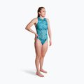 Moteriškas vientisas maudymosi kostiumėlis ZONE3 High Neck Costume teal tie dye 6