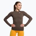 Moteriška treniruočių viršutinė dalis ilgomis rankovėmis "Gymshark Vital Seamless Top" ruda/balta