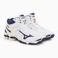 Vyriški tinklinio bateliai Mizuno Wave Voltage Mid white / blue ribbon / mp gold 5