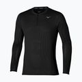 Vyriški bėgimo marškinėliai ilgomis rankovėmis Mizuno Dryaeroflow Half Zip black