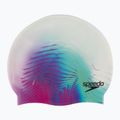 Speedo skaitmeninė spausdinta balta ir violetinė plaukimo kepuraitė 8-1352414649