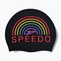 "Speedo" spausdinta silikoninė vaivorykštinė plaukimo kepuraitė 2
