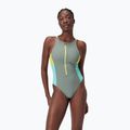 Moteriškas vientisas plaukimo kostiumas Speedo Zip Colorblock soft olive