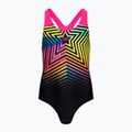 Vaikiškas vientisas plaukimo kostiumas Speedo Digital Placement Splashback black/lemon driz/flare pink/true cobalt