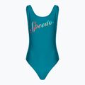 Moteriškas vientisas plaukimo kostiumas Speedo Logo Deep U-Back peacock/pumpkin spice/marine blue