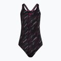 Moteriškas vientisas plaukimo kostiumas Speedo HyperBoom Allover Medalist black/electric pink/usa charcoal