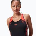 Vientisas plaukimo kostiumėlis Speedo Placement Laneback black/siren red/plum dandy 9