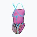 Vientisas plaukimo kostiumas Speedo Allover Digital Tie Back black/matcha green/siren red 2