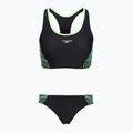 Moteriškas dviejų dalių maudymosi kostiumėlis Speedo Placement Raceback 2pc anthracite/clover