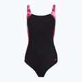 Moteriškas vientisas maudymosi kostiumėlis Speedo Shaping LunaLustre Printed anthracite/ruby
