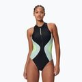 Moteriškas vientisas plaukimo kostiumėlis Speedo Ocean Flex Zip black/pale clover