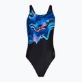 Moteriškas vientisas plaukimo kostiumėlis Speedo Placement Printed Leaderback canyon ombre/black
