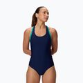 Moteriškas vientisas plaukimo kostiumėlis Speedo Colorblock Racerback peacoat/peacock teal
