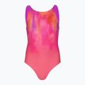 Vaikiškas vienos dalies plaukimo kostiumas Speedo Print Pulseback rožinis/neono violetinis