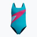 Vaikiškas vientisas plaukimo kostiumėlis Speedo Hyperboom Butterfly Back mayan blue/margarita pink