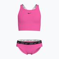 Vaikiškas dviejų dalių maudymosi kostiumėlis Nike Logo Tape Crossback Midkini hyper pink