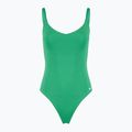 Vientisas moteriškas plaukimo kostiumas Nike Essential V-Neck stadium green