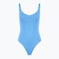 Vientisas moteriškas plaukimo kostiumas Nike Essential V-Neck university blue