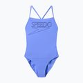Moteriškas vientisas maudymosi kostiumėlis Speedo Endurance+ Logo Thin Strap mėnulio šviesos levandų spalvos