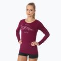 Moteriški termoaktyvūs marškinėliai ilgomis rankovėmis Brubeck Outdoor Wool Pro slyvų spalvos