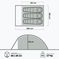 3 vietų kempingo palapinė KADVA Expedit 3 pro žalia 22