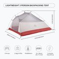 Trivietė žygio palapinė Naturehike Updated Cloud Up 3 light grey/red 6