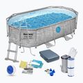 Karkasinis baseinas Bestway Power Steel Swim Vista Series Oval Pool Set 427x250 cm pilkas