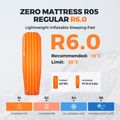 Pripučiamas čiužinys Flextail Zero R05 Mummy orange 6