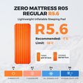 Pripučiamas čiužinys Flextail Zero R05 Regular orange 8