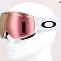 Oakley Flight Deck matinės baltos/prizm rožinio aukso iridžio slidinėjimo akiniai OO7064-C9 7