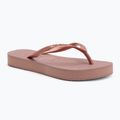 Moteriškos šlepetės per pirštą Havaianas Slim Platform crocus rose